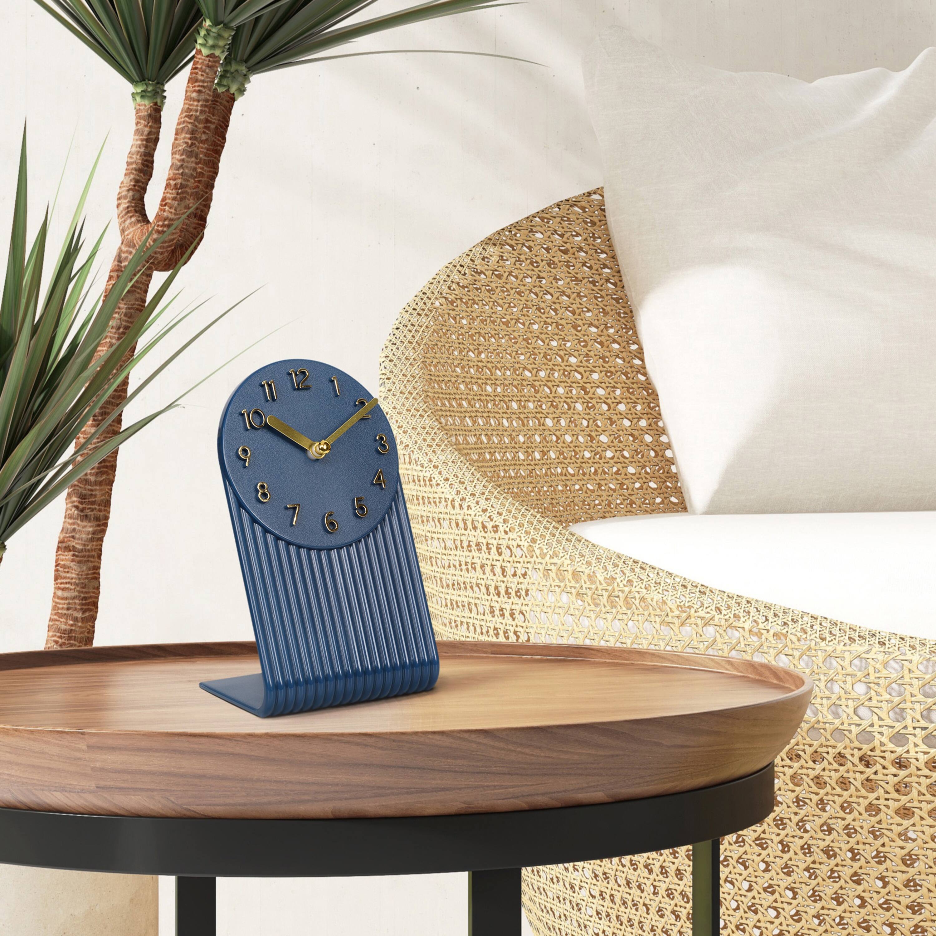 Alt View 2. La Crosse Clock Co. - Grooves Quartz Analog Table Clock, Navy Blue - Blue.