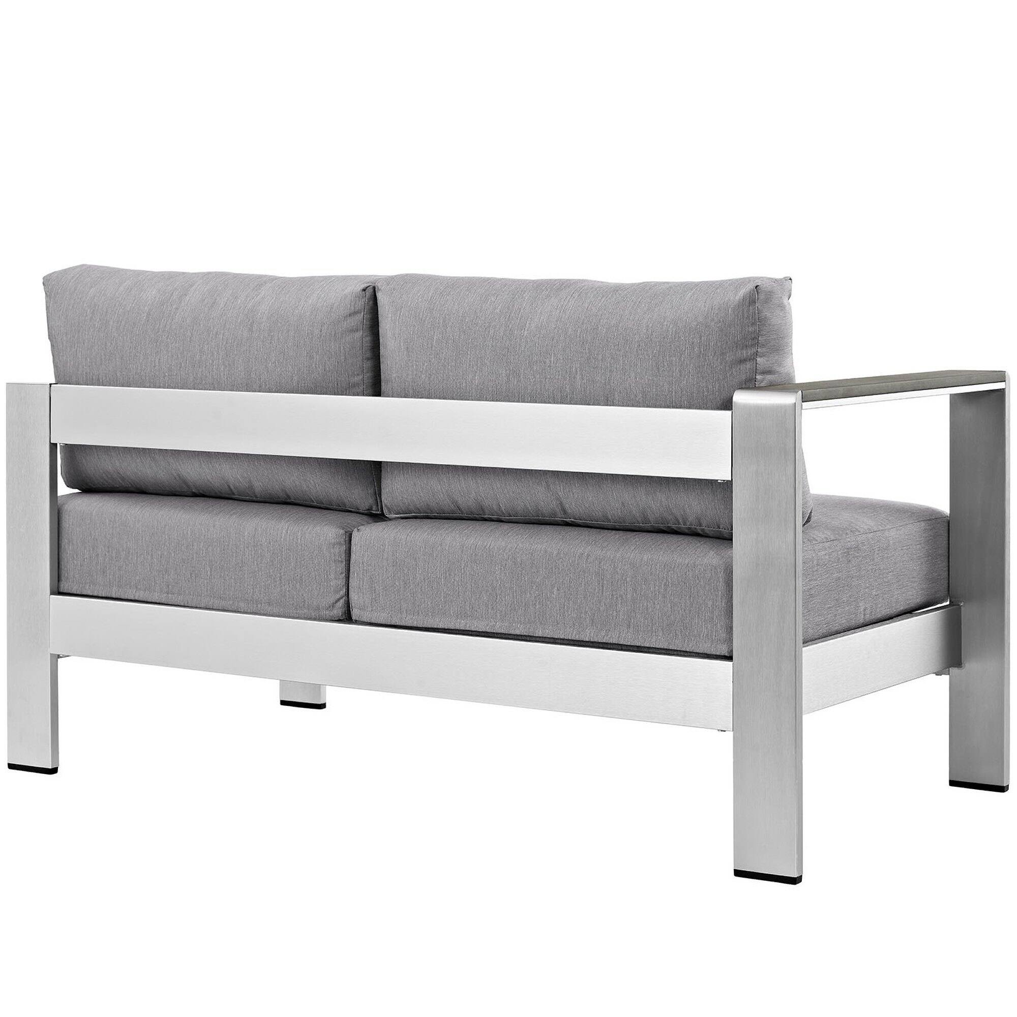 Left. Modway - Shore Left-Arm Corner Sectional Outdoor Patio Aluminum Loveseat by Modway - Silver Gray.