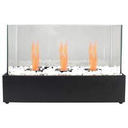 Northlight - Bio Ethanol Ventless Portable Triple Fireplace with Flame Guard - 17.75" - Black