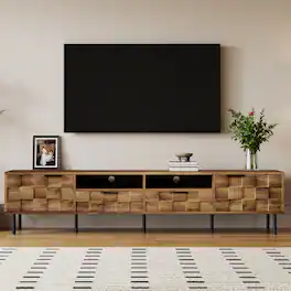 Boyel Living - Mid Century TV Stand For TVs Up To 85 Inch Media Console With Storage - Natural