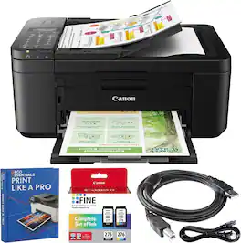 Canon - PIXMA TR4720 All-in-One Wireless Printer Mobile Printing Copy Fax Scanner Bundle