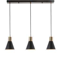Jonathan Y - Apollo 33.5" 3-Light Mid-Century Modern Iron Adjustable Linear LED Pendant - Black/Brass Gold