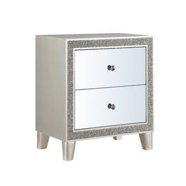 Loheer - Mirrored Nightstand with Two Drawers, 26-Inch Bedside Table - Champagne