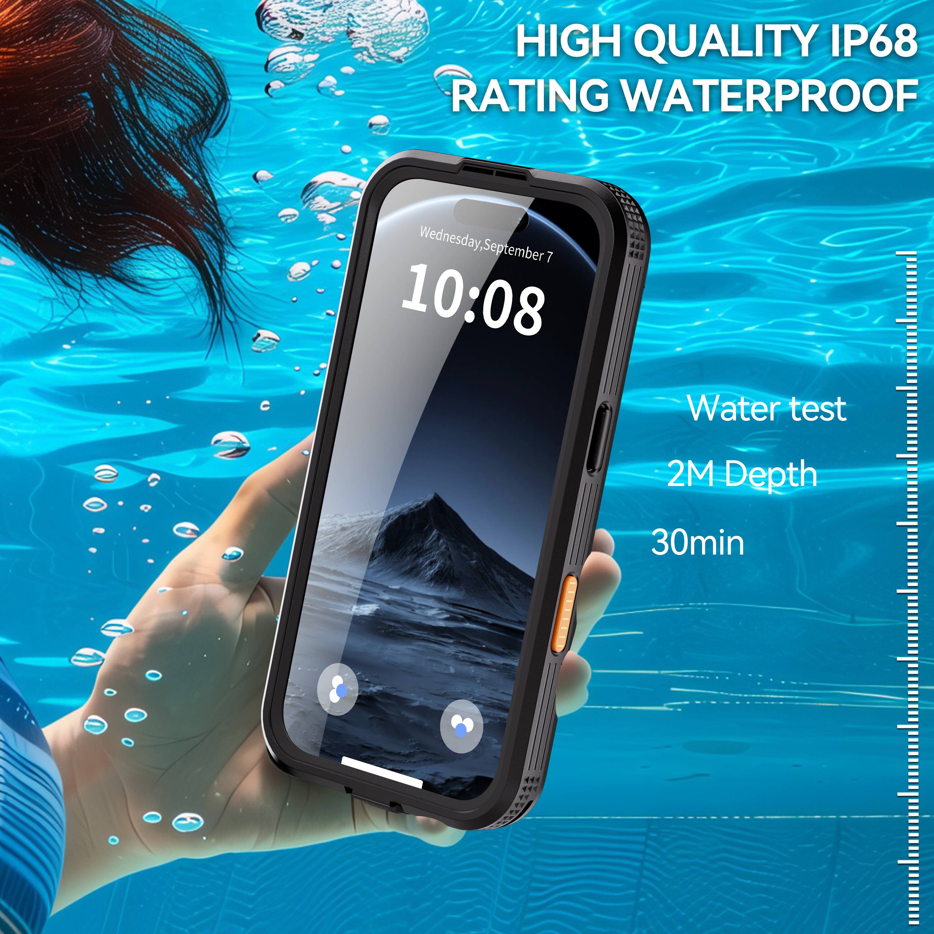 HIGH QUALITY IP68 RATING WATERPROOF

Wednesday, September 7
10:08

Water test
2M Depth
30min