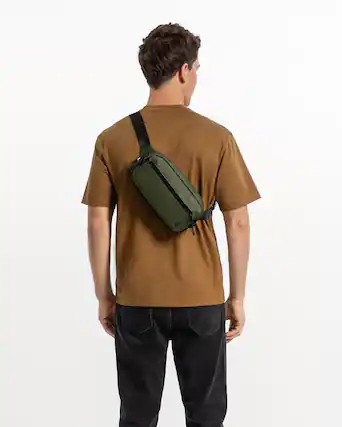 Front. tomtoc - Aviator-T35 2.5L X-Pac Sling Bag with RFID Blocking, Minimalist Crossbody Bag Chest Shoulder Pack for Travel, Everyday - Green.