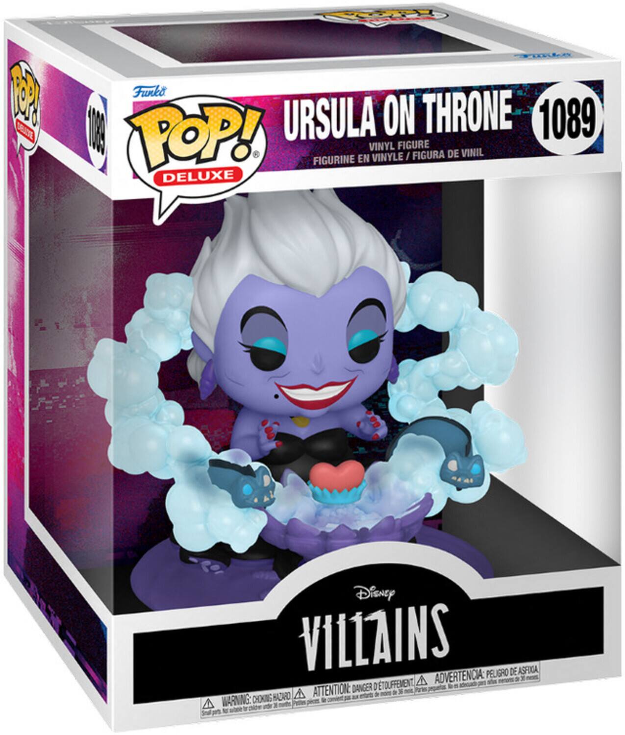 Funko | Ursula on Throne 1089 | Pop! Deluxe | Figurine en Vinyl | Vinyl Figure | Figura de Vinil | Disney Villains | Peligro de Estufiaga | Touffement | Advertencia: Peligro de Estufiaga | Warning: Choking Hazard | Attention: Danger d'Étouffement | Warning: Choking Hazard