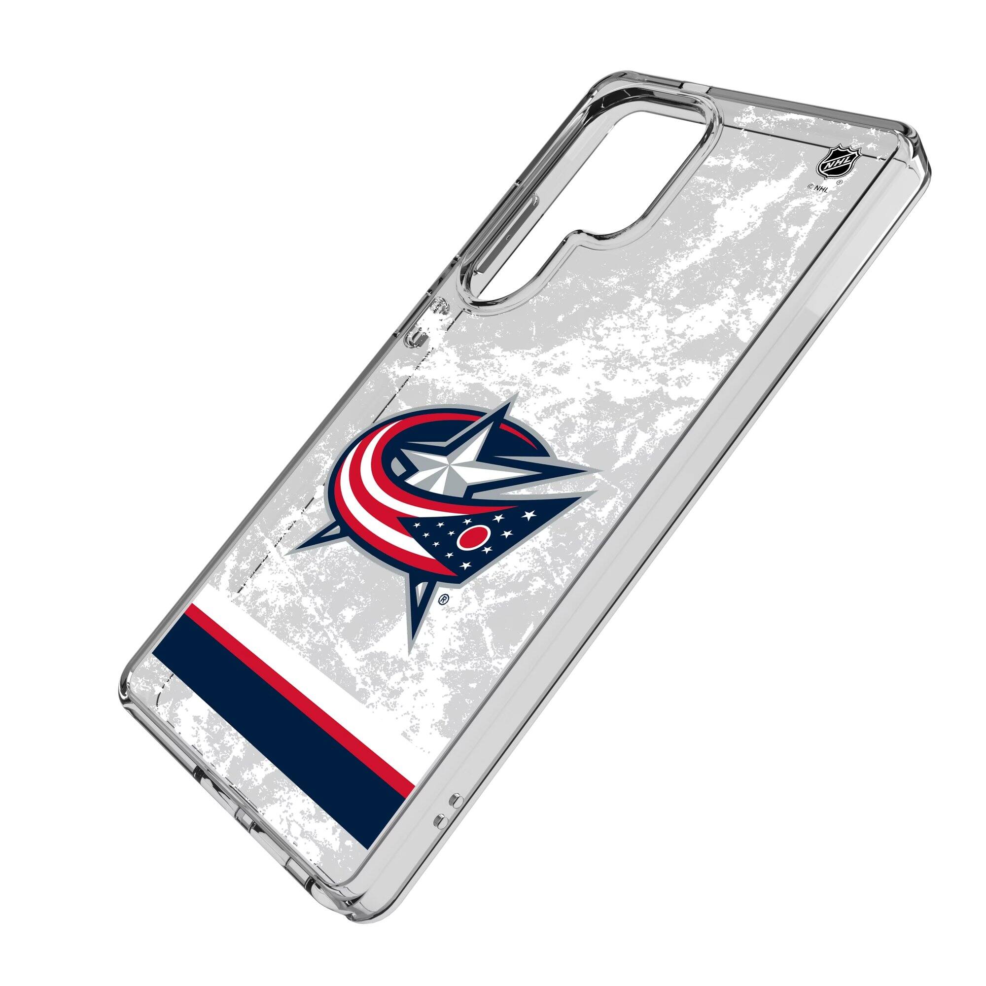 Alt View 1. Keyscaper - Columbus Blue Jackets Galaxy Stripe Clear Ice Case - S23 Ultra - Multicolor.