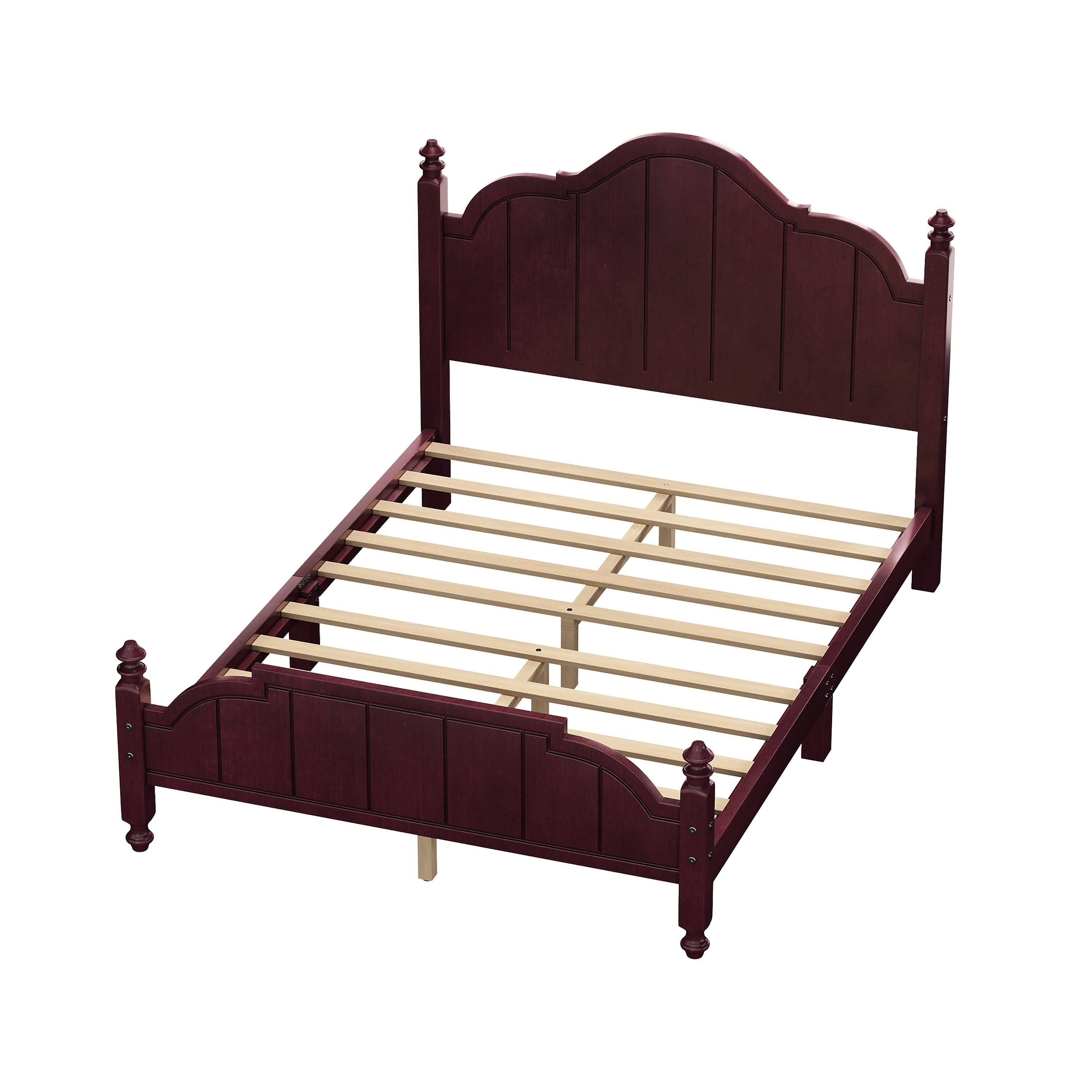 Alt View 8. Boyel Living - Full Size Wooden Bed Frame with Headboard Vintage Platform Bed with Slats Support Easy Assembly Espresso - Espresso.