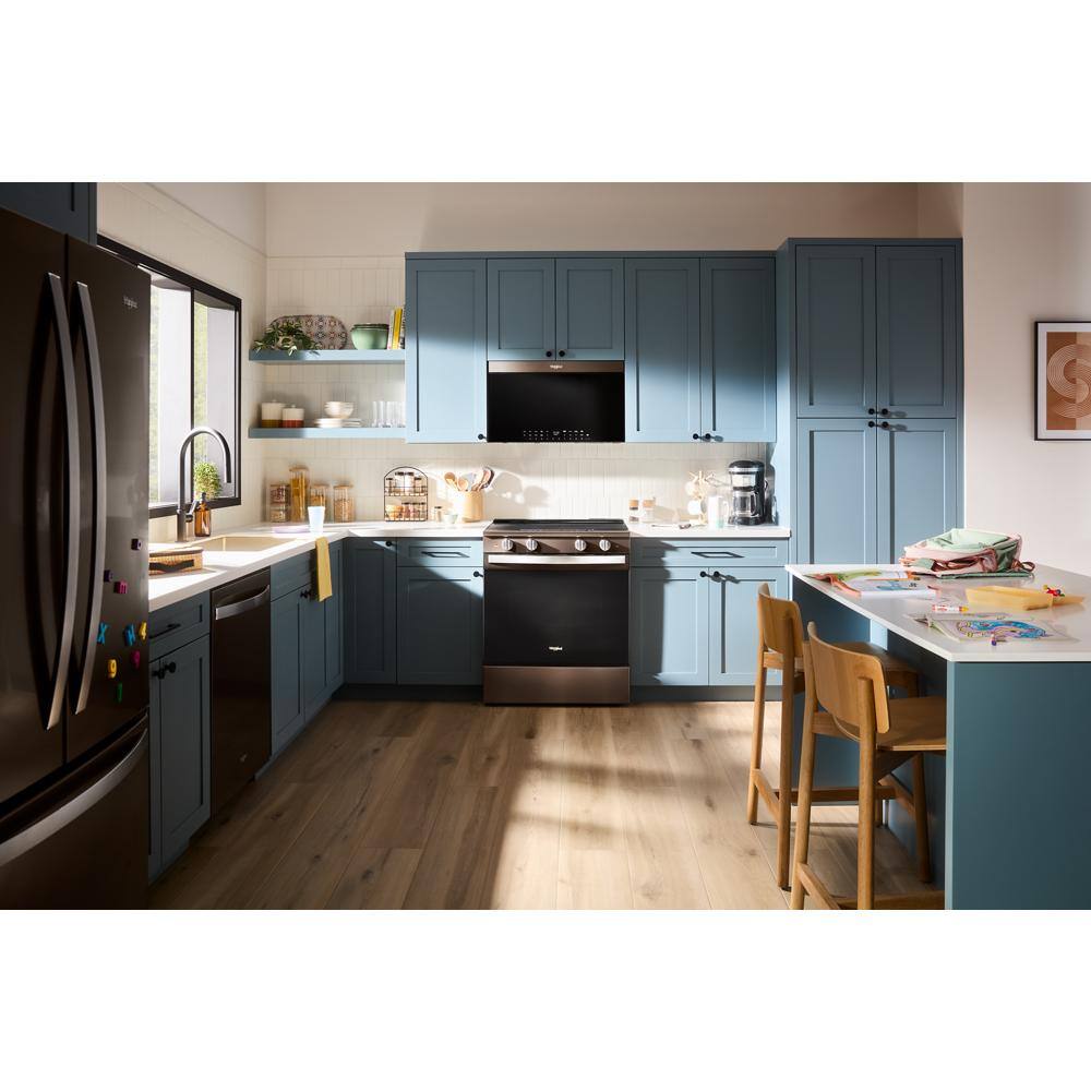 Alt View 31. Whirlpool - 5.3 Cu. Ft. Slide-In Electric True Convection Range with Air Cooking Technology and WipeClean Coating - Black stainless steel.