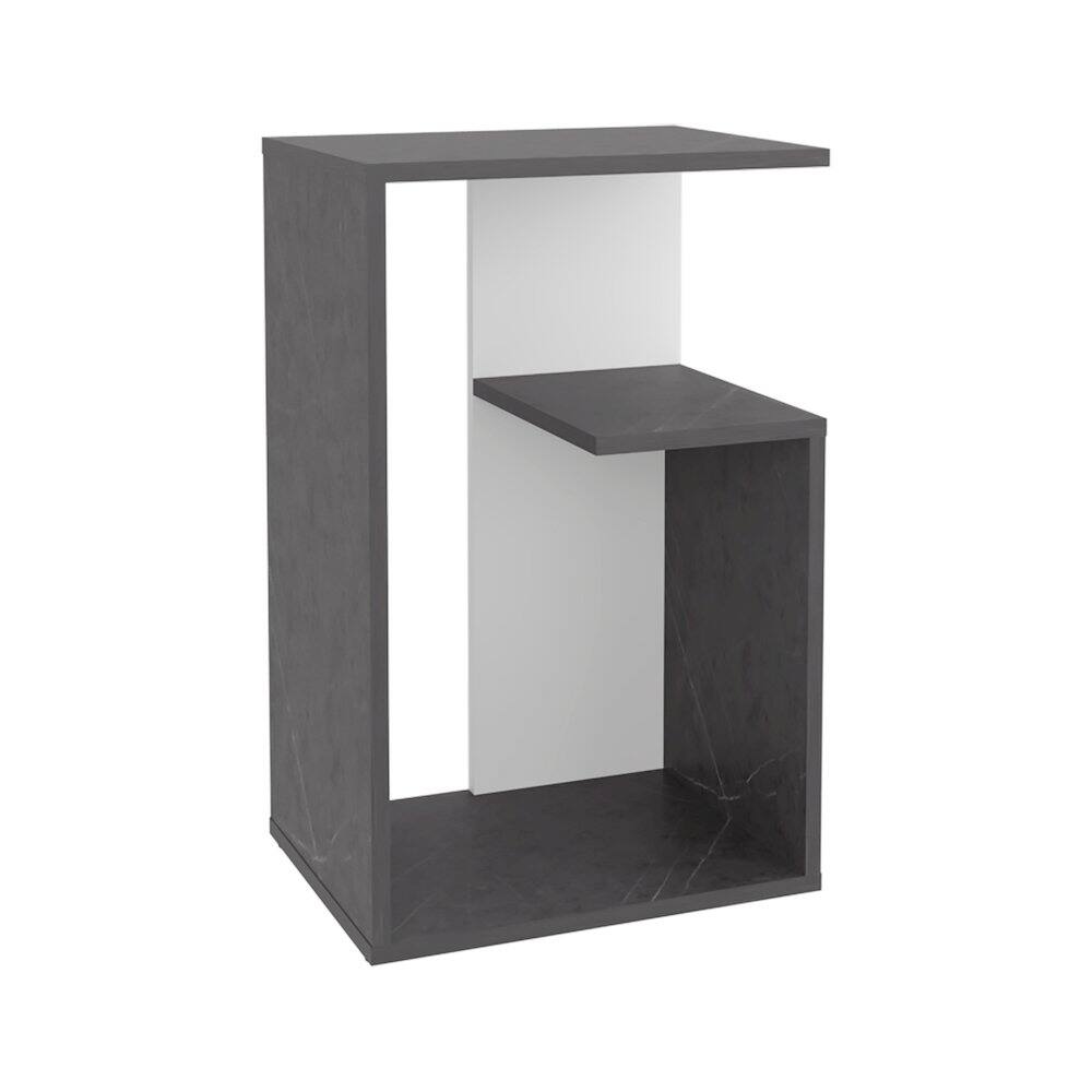 Alt View 4. TuHome - Everet High 3-Tier Open Shelf Coffe Table or side table for Living Room and Bedroom - Onix - White.