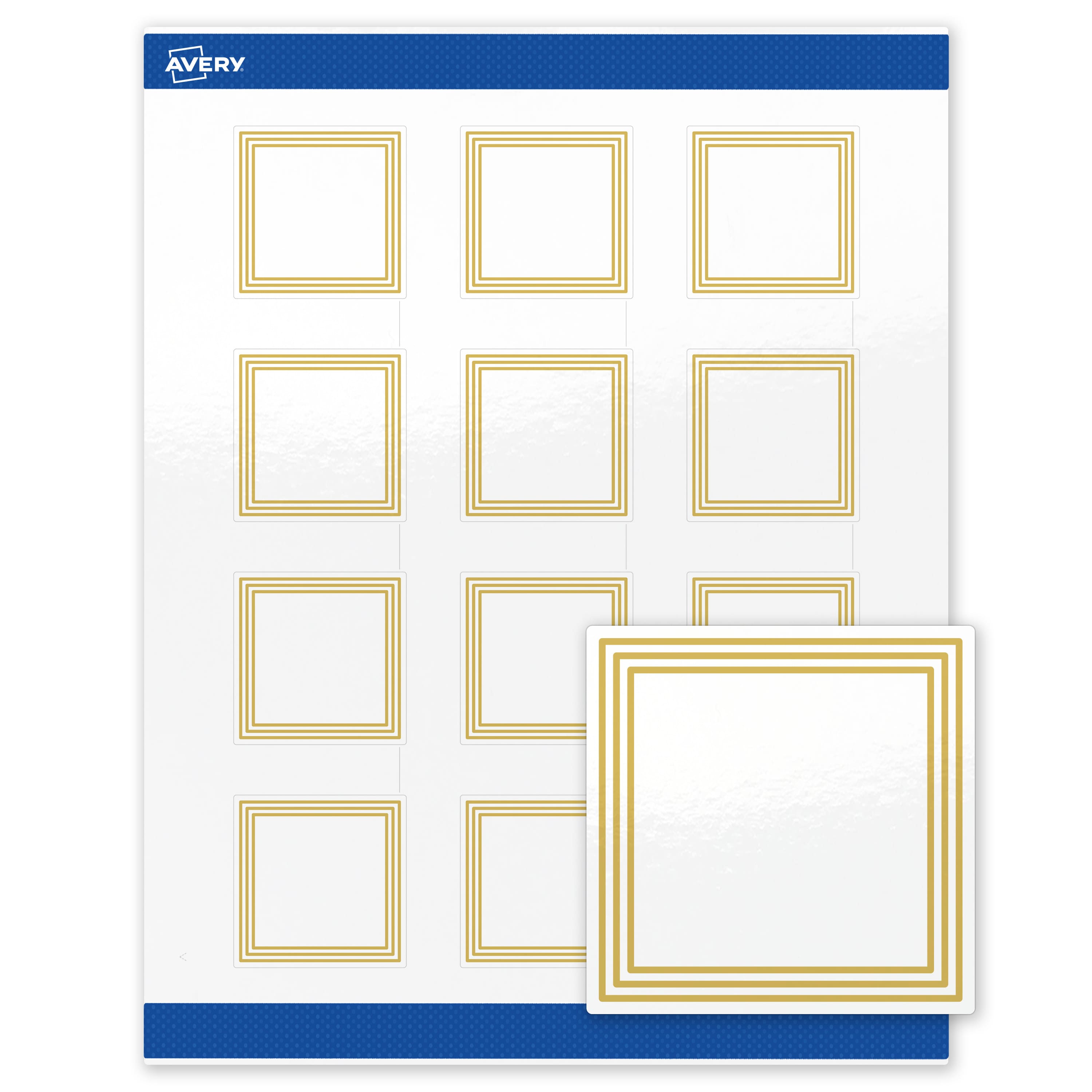 "Avery - Labels, 2"" x 2"", Glossy Multi-Lined Gold Border - White" price history on PriceWatchPro