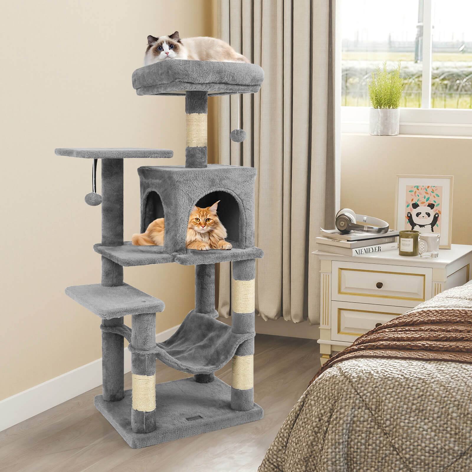 Alt View 4. Costway - Costway 44" Tall Multi-level Cat Tree with Cushion Top Perch, 2-Entrance Large Cat Condo.