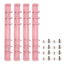 Unique Bargains - A6 6-Hole Ring Binder Mechanisms, 4 Sets Binder Spines Replacement for Office Planners Documents Organization - Pink