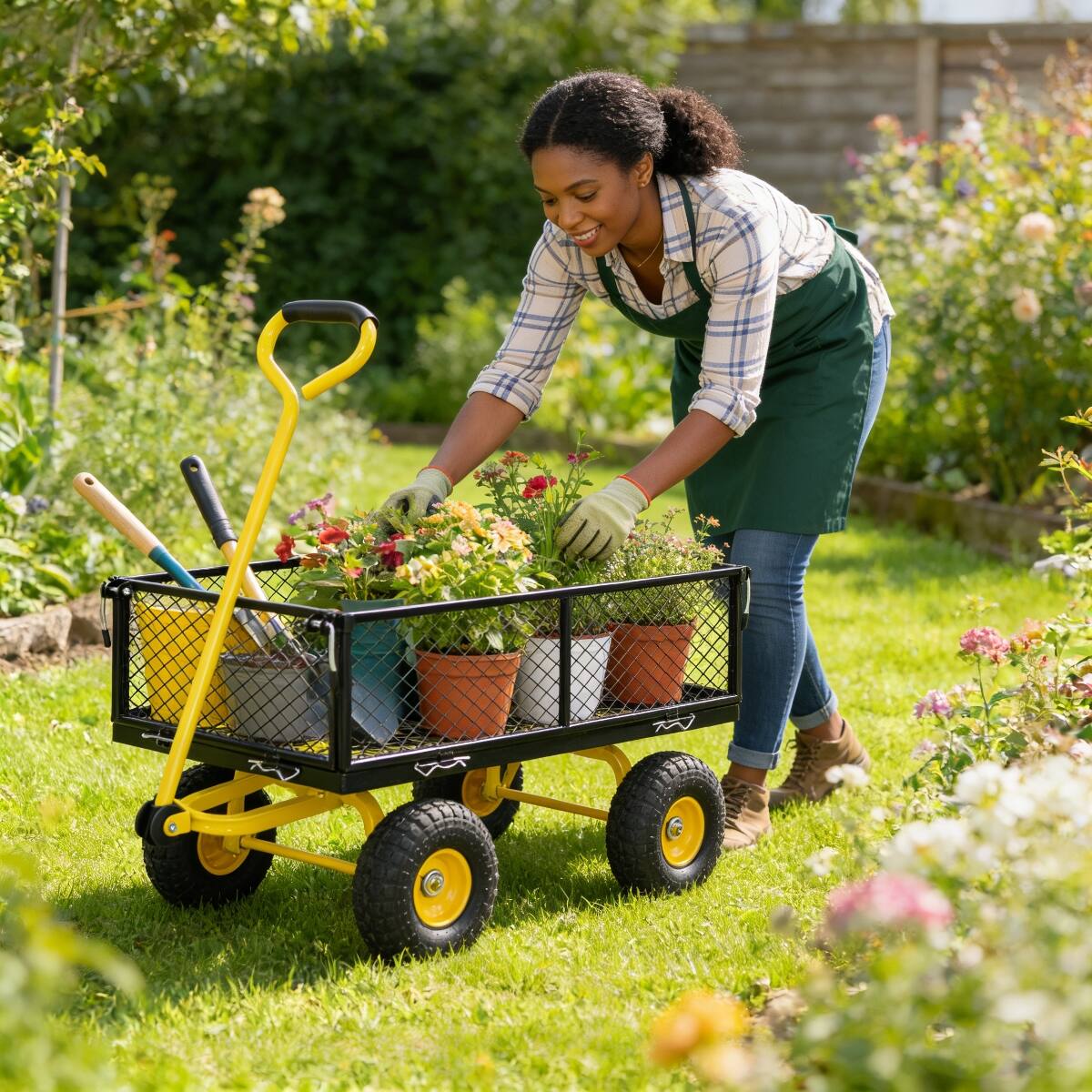 Alt View 3. Loheer - Loheer Heavy Duty Garden Dump Cart with Pneumatic Tires, Metal Utility Wagon, 660 lb Capacity.