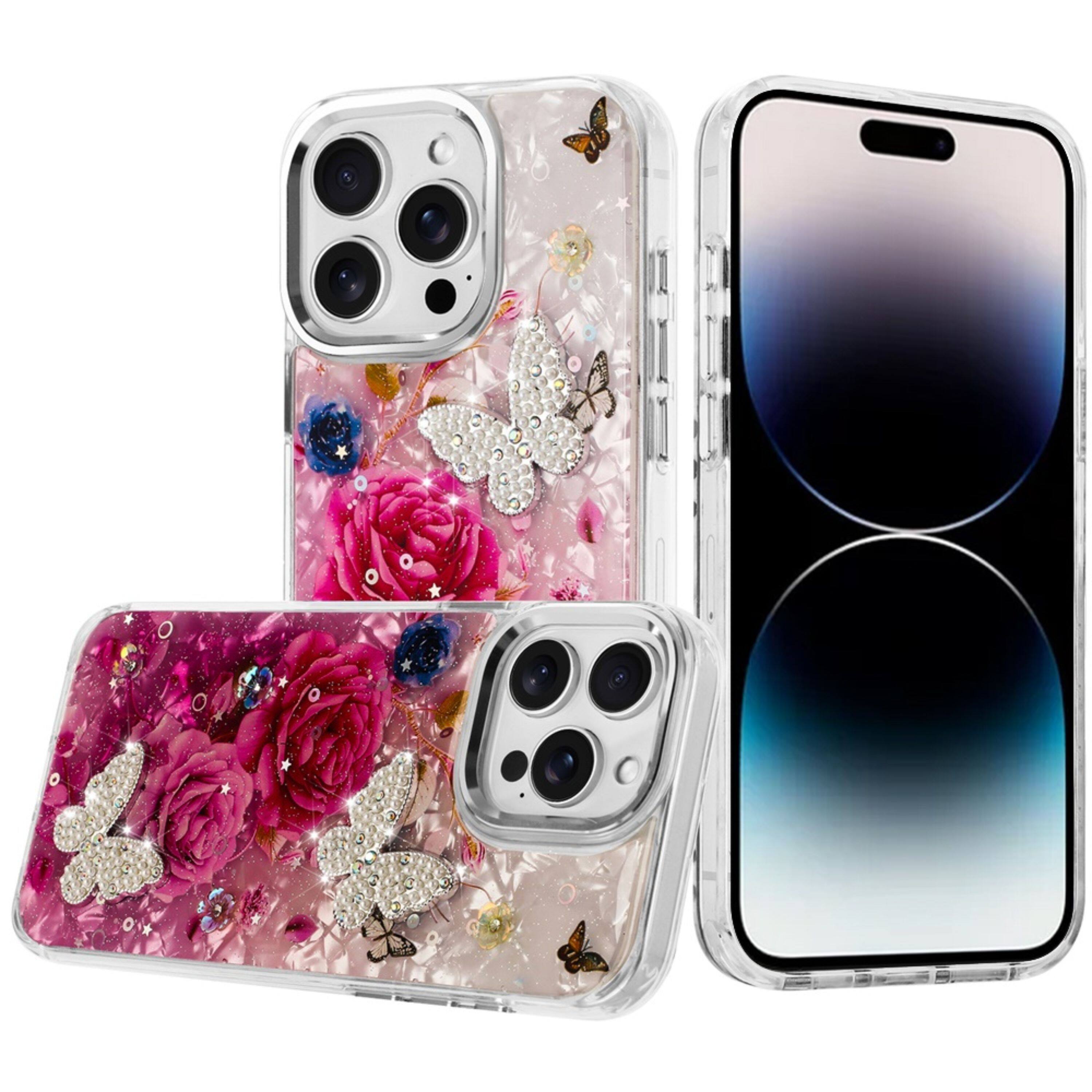 Front. Kitcheniva - Epoxy Glitter 3D Butterfly Case For iPhone 14 Pro Max 6 - Multicolor.