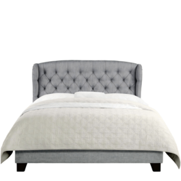 Boyel Living - High Back Tufted Upholstered Bed with Solid Wood Frame - Light Gray