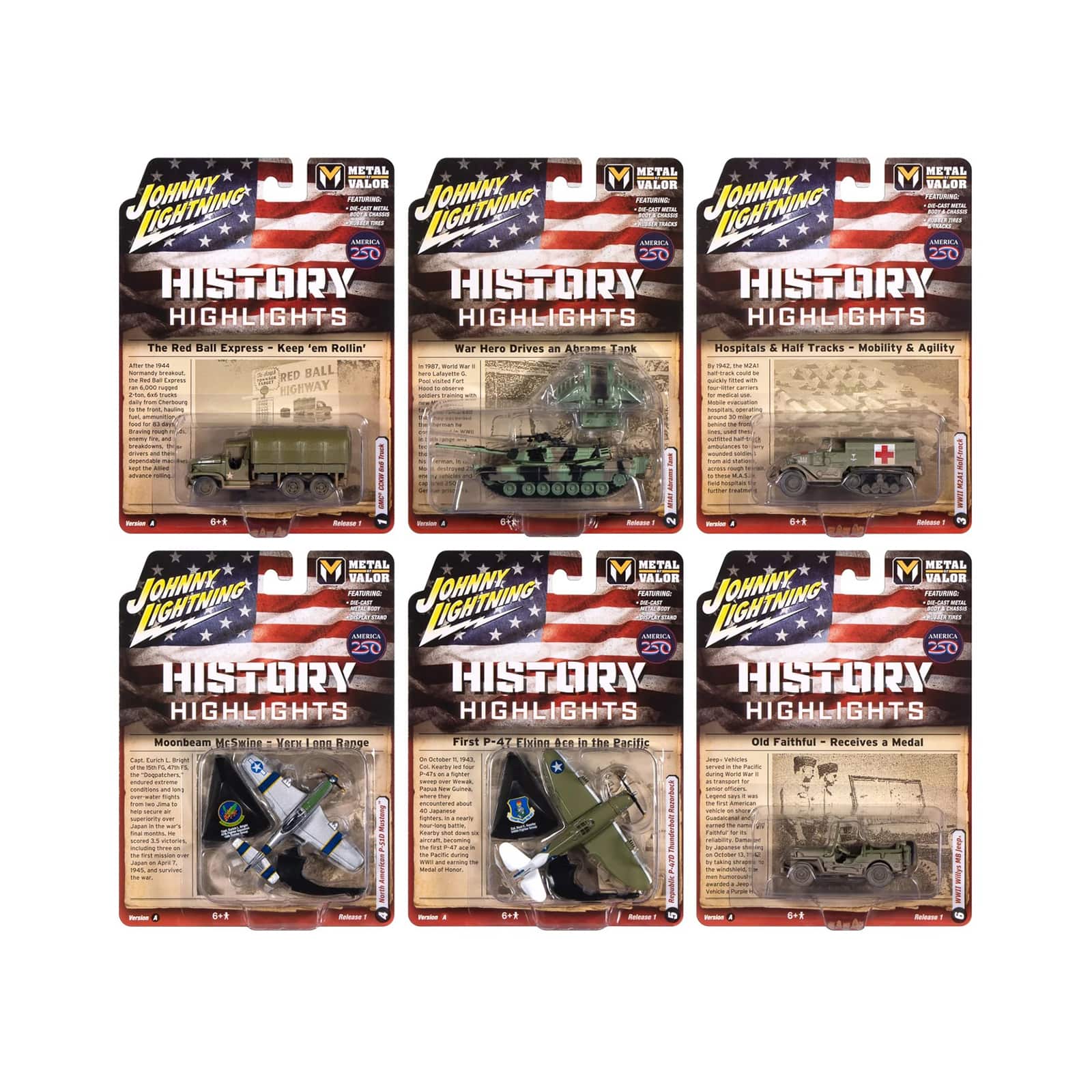 "Military" Set A of 6 pieces 2026 Release 1 Limited Edition 1/64 Diecast Model Cars by Johnny Lightning