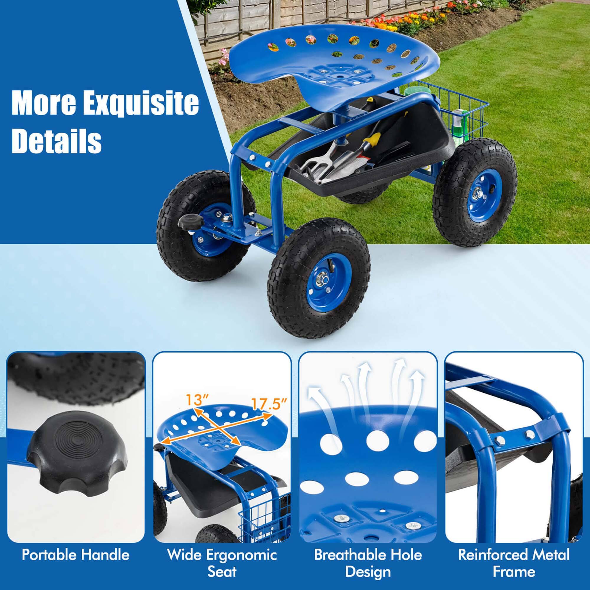 More Exquisite Details

- 13" 17.5" Portable Handle
- Wide Ergonomic Breathable Hole Seat Design
- Reinforced Metal Frame