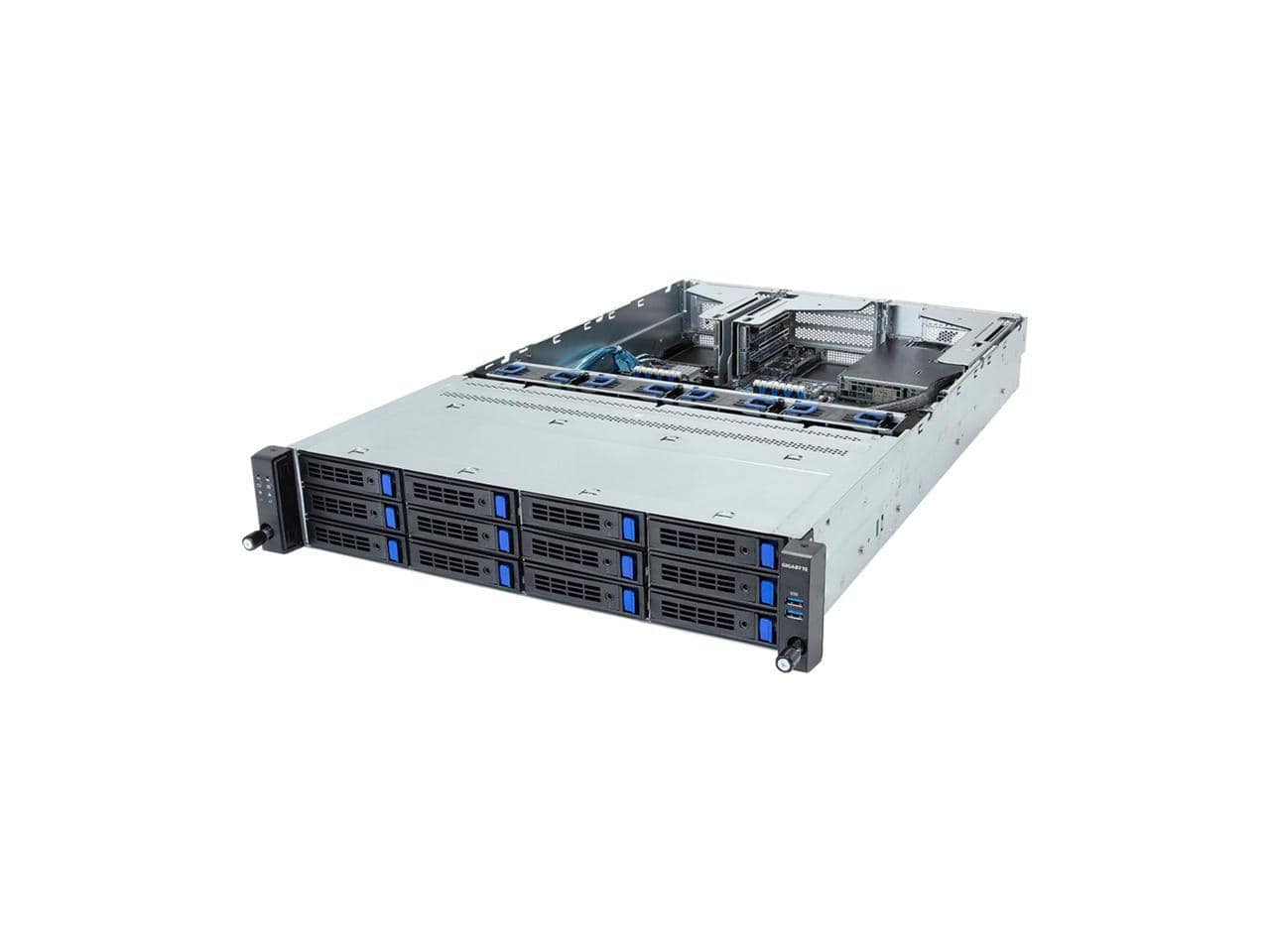 GIGABYTE - R263-S33 AAF1 2U Rack Server - 4/5th Gen Xeon, 3x Gen5 GPU, 12 SATA/SAS