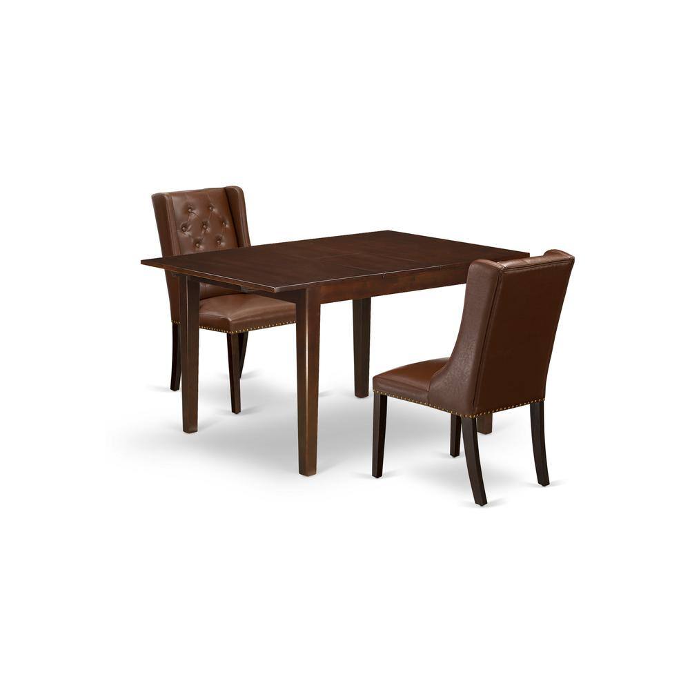 Left. East West Furniture - East West Furniture MLFO3-MAH-46 3-Piece Kitchen Table Set Includes 1 Butterfly Leaf Rectangular Dining Table and 2 - Mahogany.
