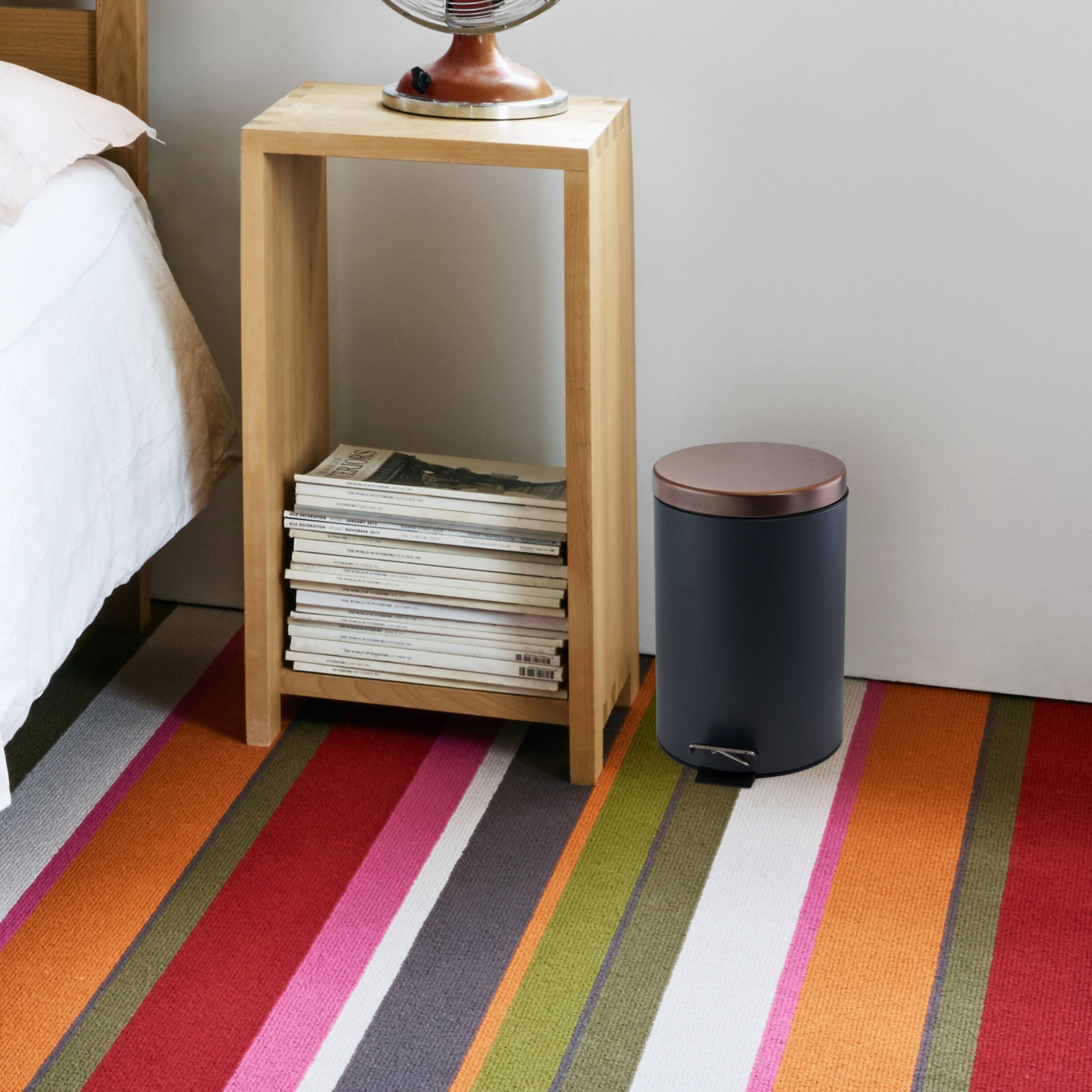 Alt View 1. Elama - Elama 1.5 Gallon Stylish Grey and Copper Soft Pedal Office, Kitchen and Bathroom Trash Bin.