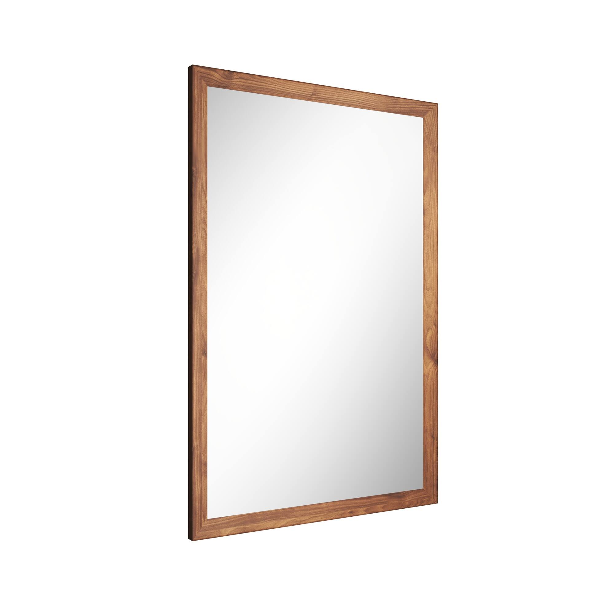 Alt View 2. Boyel Living - 36 in W x 24 in L Dark Wood Grain Rectangular Slanted Edge Aluminum Framed Wall Bathroom Vanity Mirror.