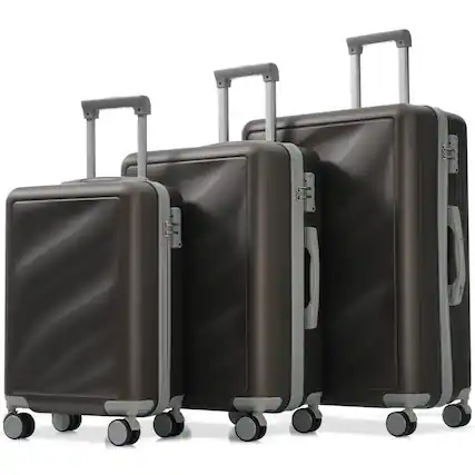 Front. PexFix - 3-Piece Lightweight Luggage Set, 20/24/28" Durable ABS Suitcases with Spinner Wheels, TSA Lock, Carry-on & Checked - Bronze Golden.