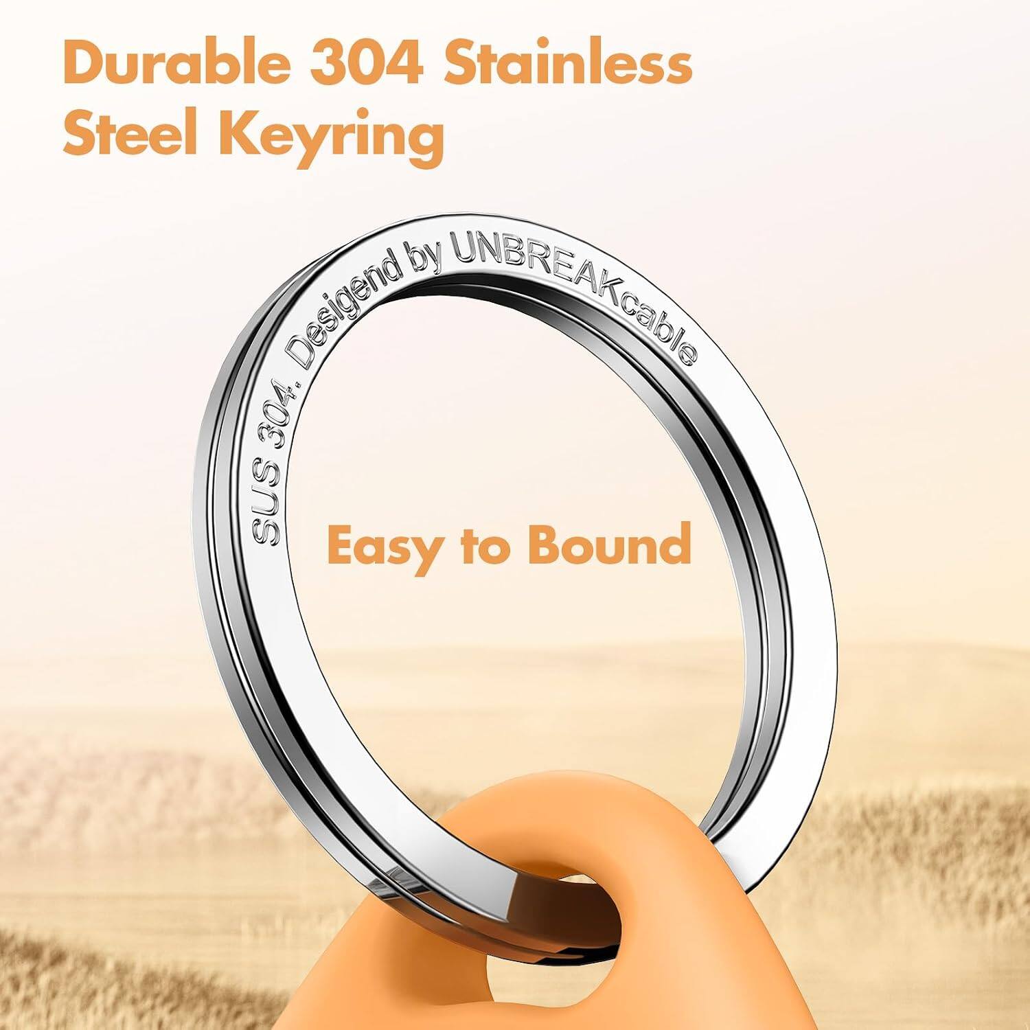 Durable 304 Stainless Steel Keyring by UNBREAKable 304. SUS Easy to Bound