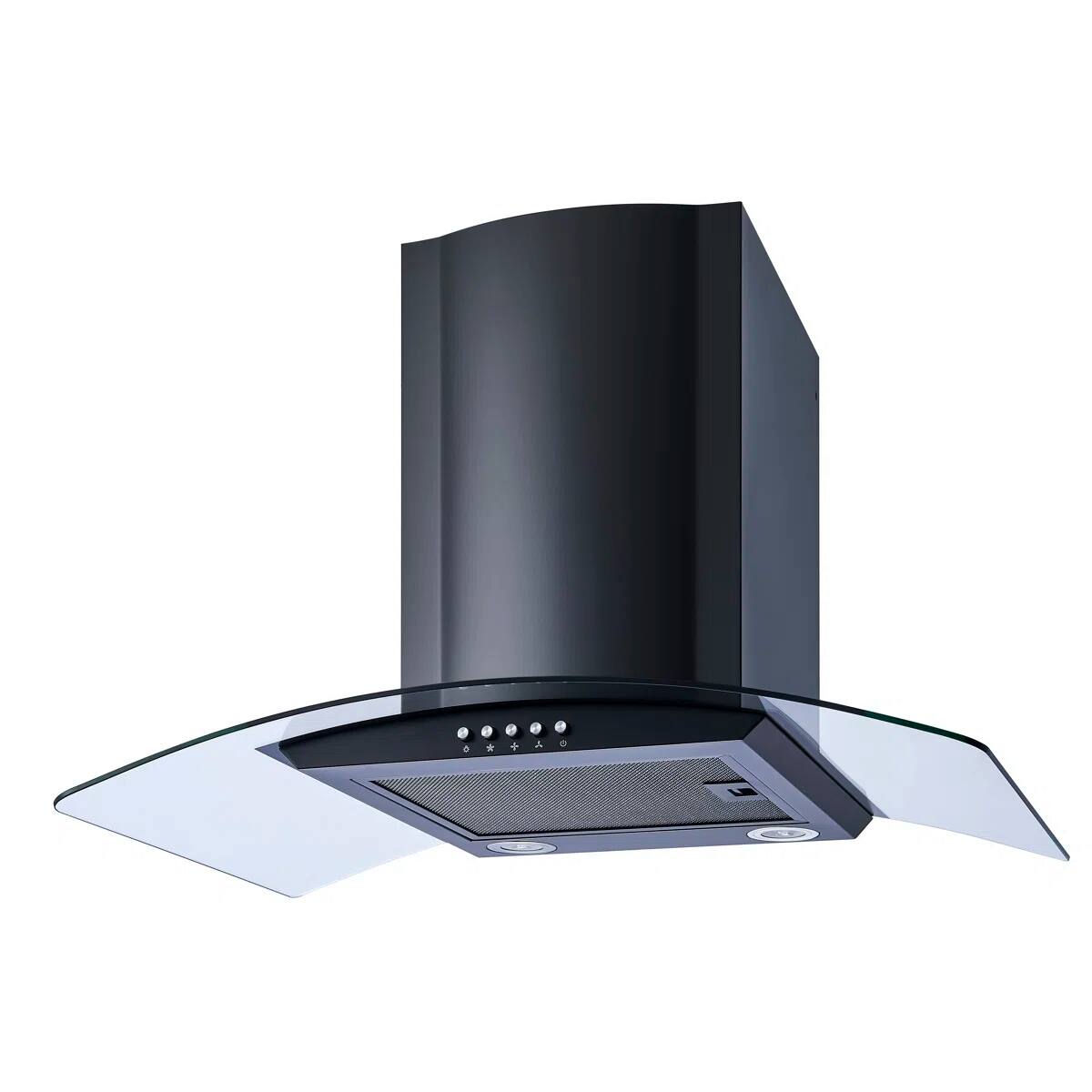 Left. Winflo - Winflo 30 inch Convertible 300 CFM Black Steel Wall Mount  Range Hood - Black.