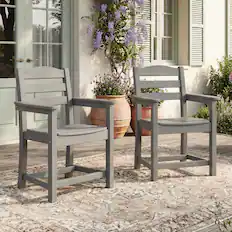 Front. Famapy - Pairs of HDPE Outdoor Dining Chair - 4 Colors Weatherproof Patio Armchair for Garden, Poolside 330LBS Capacity - Gray.