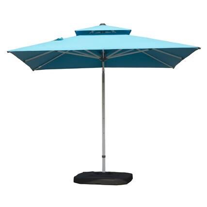 Front. Ecooso - 9 ft. Aluminum Cantilever Tilt Patio Umbrella with Center Pole(Base Not Included) - Lake Blue.