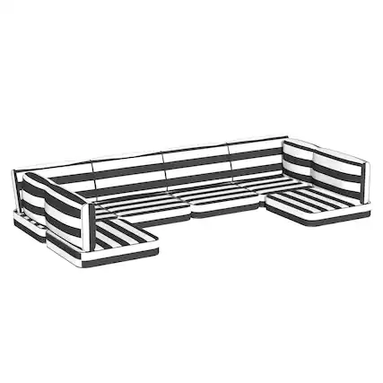 Front. RYHNUYNE - 14-Piece Outdoor Patio Sofa Cushions,Black and White Stripes Seat Cushion, Water-Resistant Patio Furniture Cushion - Black and white stripes.