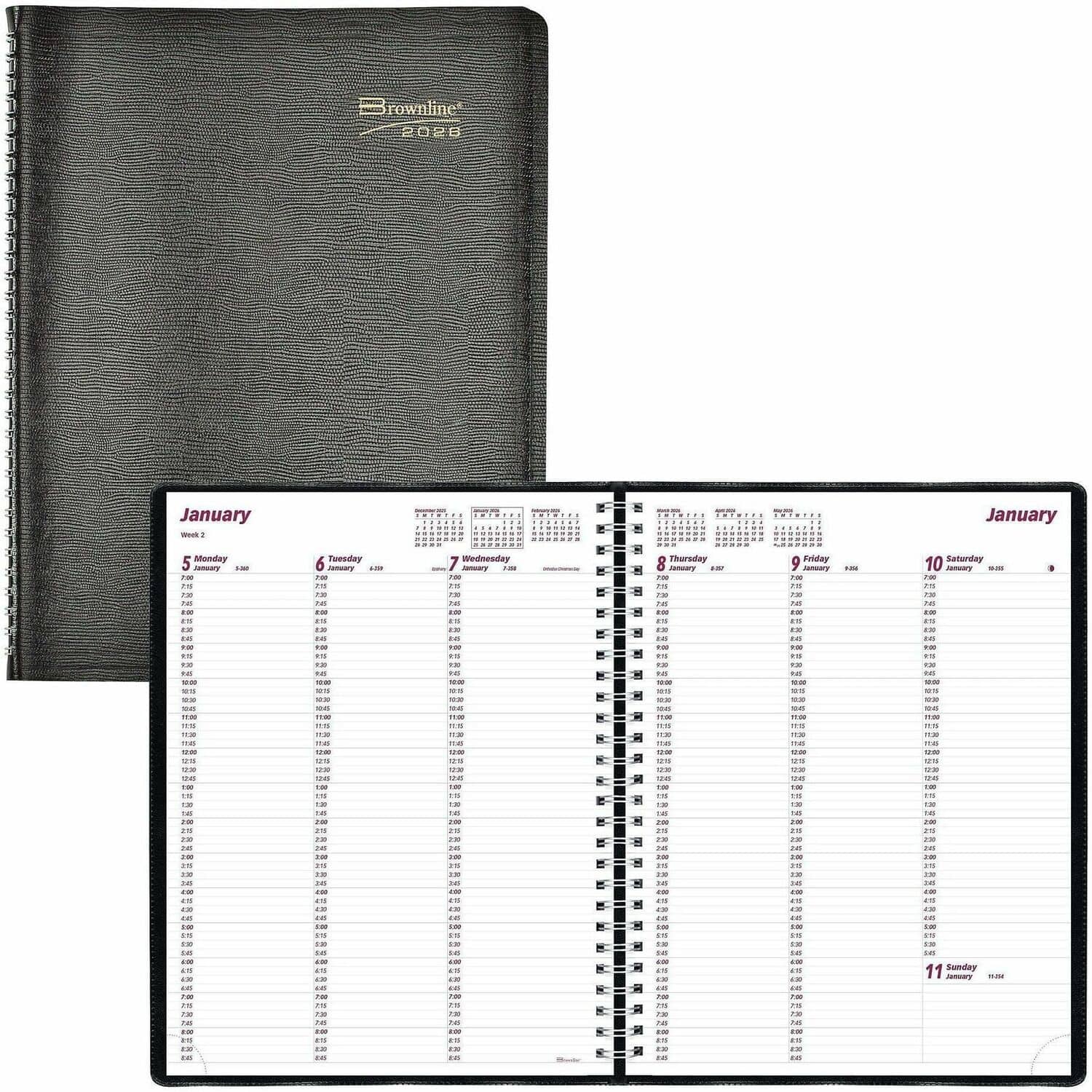 Brownline - Essential Appointment Book/Planner, Letter, Weekly, 8 1/2 x 11, Black