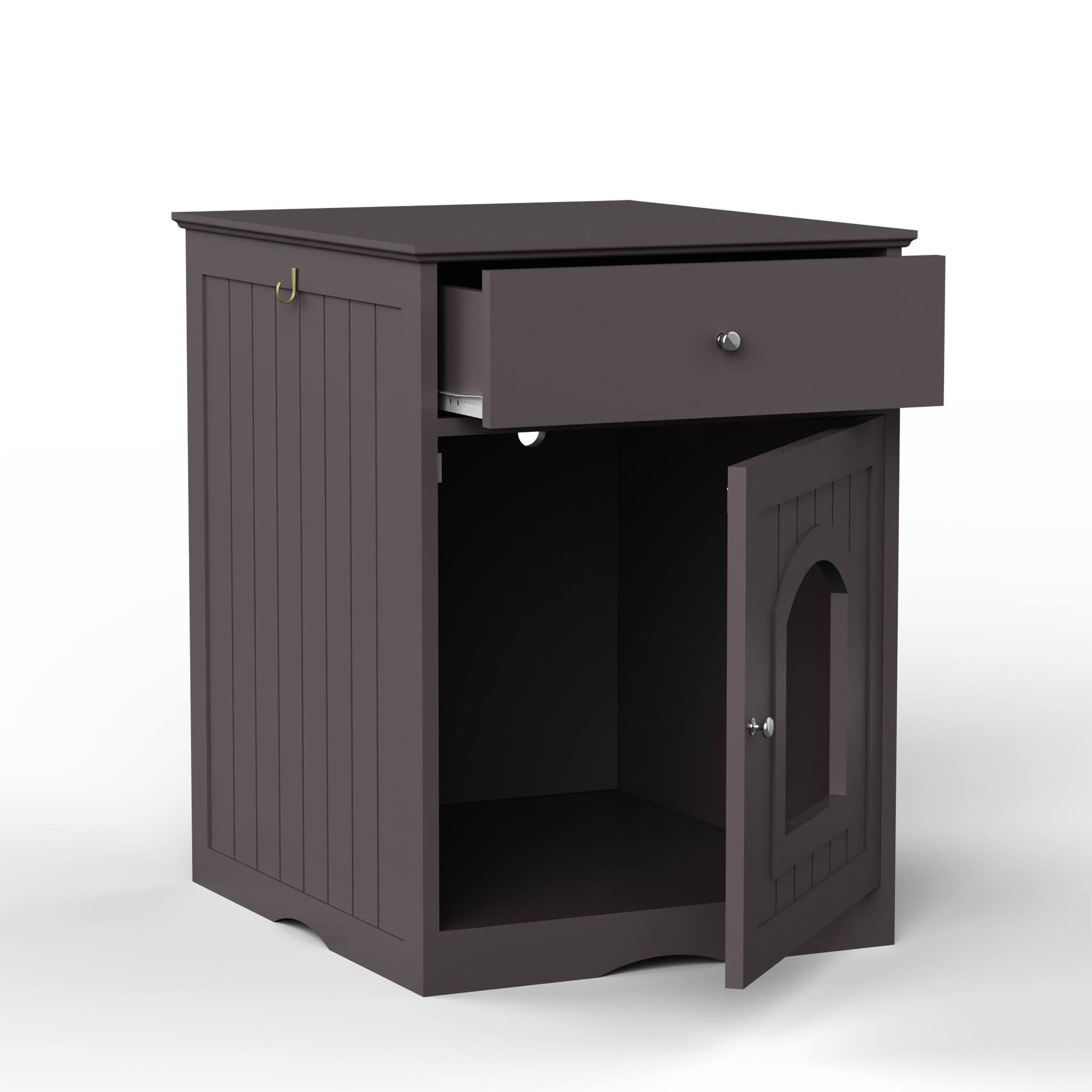 Alt View 4. Dexmalle - Dexmalle-Cat Litter Box Enclosure with Drawer,Pet House-Brown - Brown.