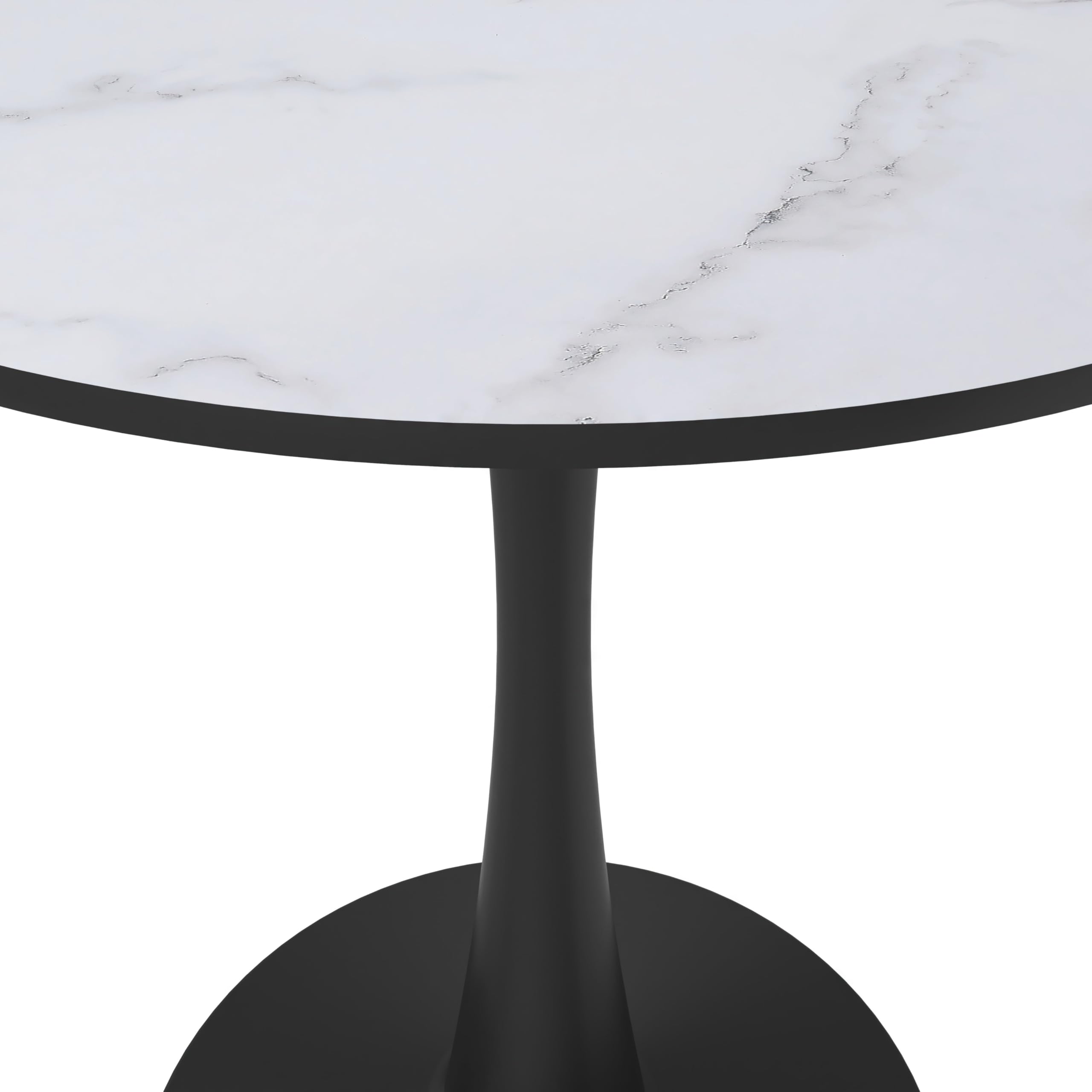 Alt View 5. LeisureMod - Bristol 27" Round Dining Table Modern MDF Tabletop, Black Steel Pedestal Base Accent Table for Kitchen & Small Spaces - Marbled White.