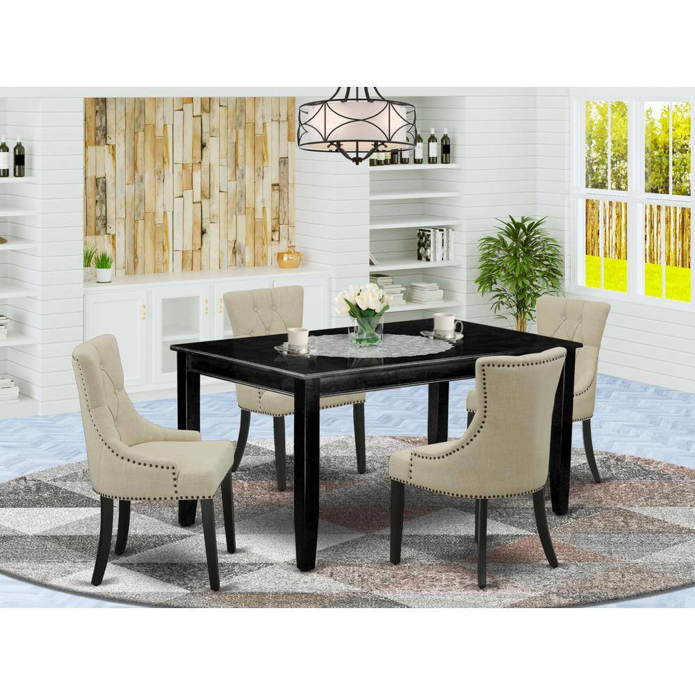 Left. East West Furniture - Dining Room Set Black - Brown.