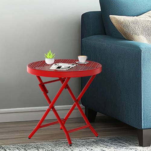 Alt View 7. Winado - 18in Portable Patio Folding Side Table Sturdy & Durable Round for Indoor/Outdoor Garden - Red.