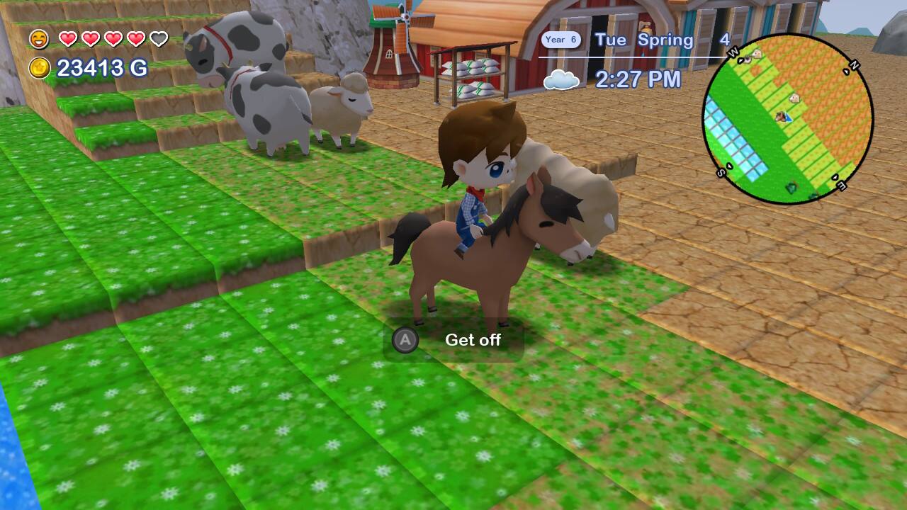 The text on the image reads: "23413 G Year 6 Tue Spring 2:27 PM 4 W N S E A Get off." The corrected text would be: "23413 G Year 6 Tue Spring 2:27 PM 4 W N S E A Get off."