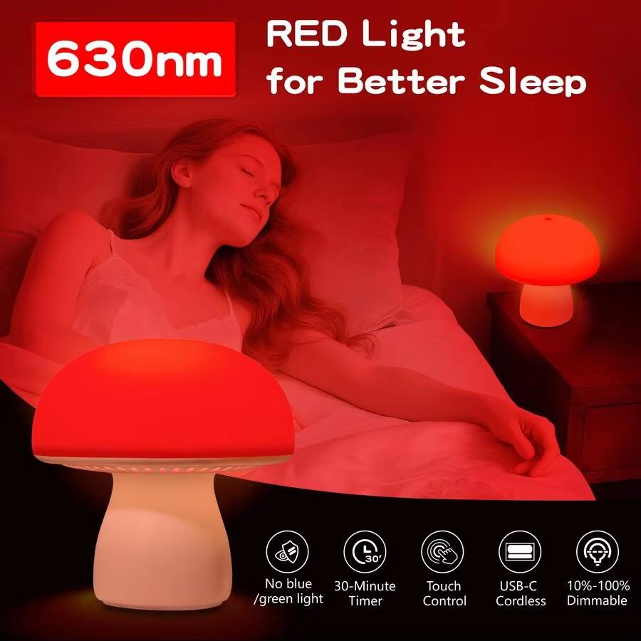 630nm RED Light for Better Sleep

- No blue/green light
- 30-Minute Timer
- Touch Control
- USB-C Cordless
- 10%-100% Dimmable