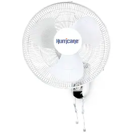 Hurricane - 16 Inch 90 Degree Oscillating 3 Speed Wall Mounted Fan, White - Classic