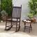 Angle. Costway - Outdoor Wooden Rocking Chair with Solid Rocking Base Slatted Seat & Back Patio - Brown.