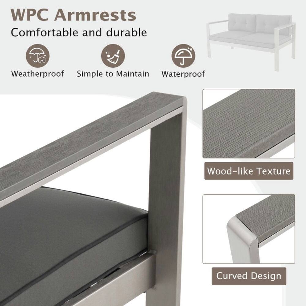 WPC Armrests  
Comfortable and durable  
Weatherproof  
Simple to Maintain  
Waterproof  
Wood-like Texture  
Curved Design