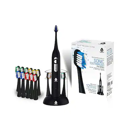 PURE, FRESH AND SONIC CLEAN, Rechargeable Sonic Toothbrush, HELPS REMOVE PLAQUE & WHITEN TEETH, PRO SERIES, 12 HEADS, 3 YEARS WORTH OF BRUSHES ($236 Value), CE, XCE
