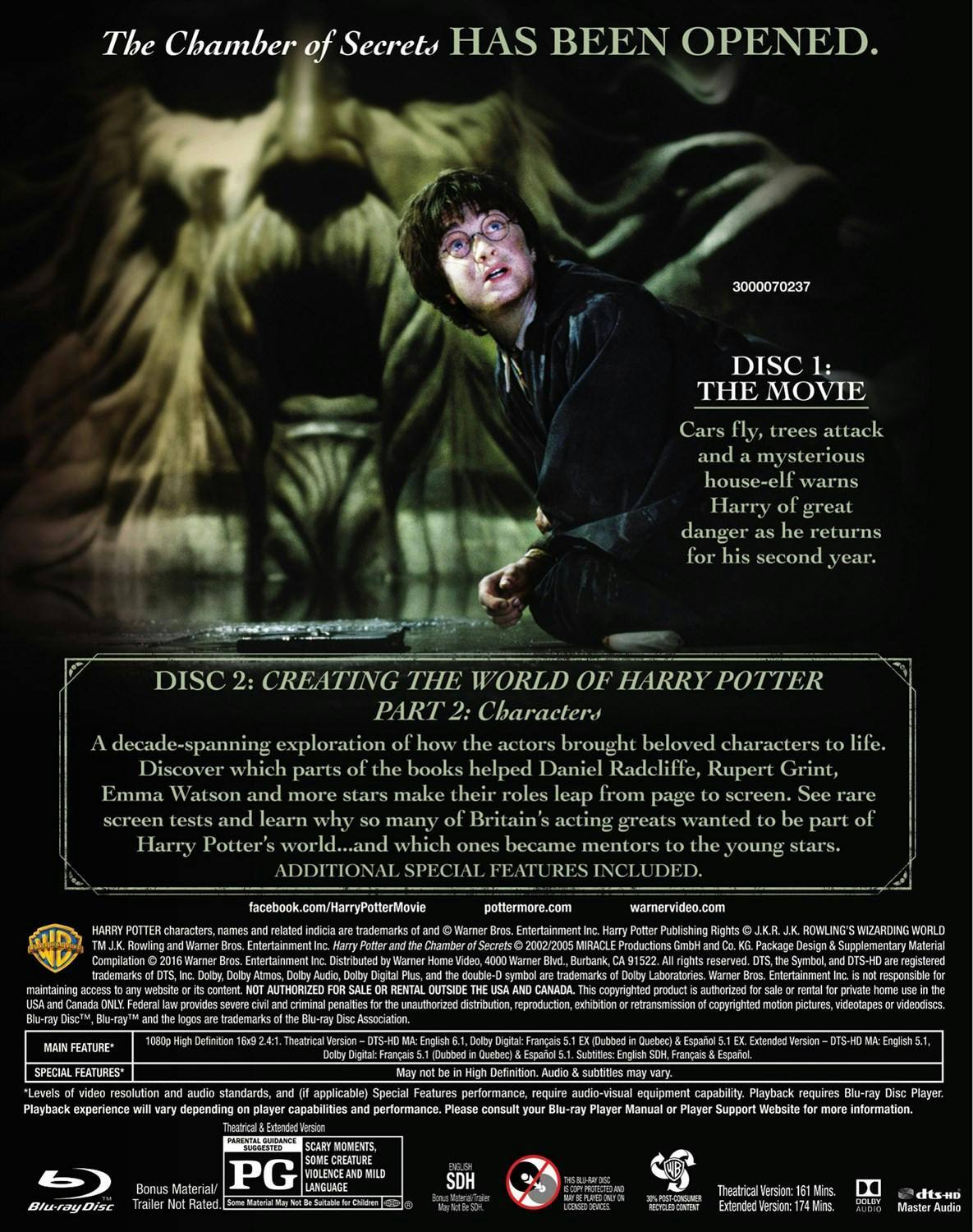 Back. Harry Potter and the Chamber of Secrets (Blu-ray 2-Disc Collector's Edition) [Blu-ray].