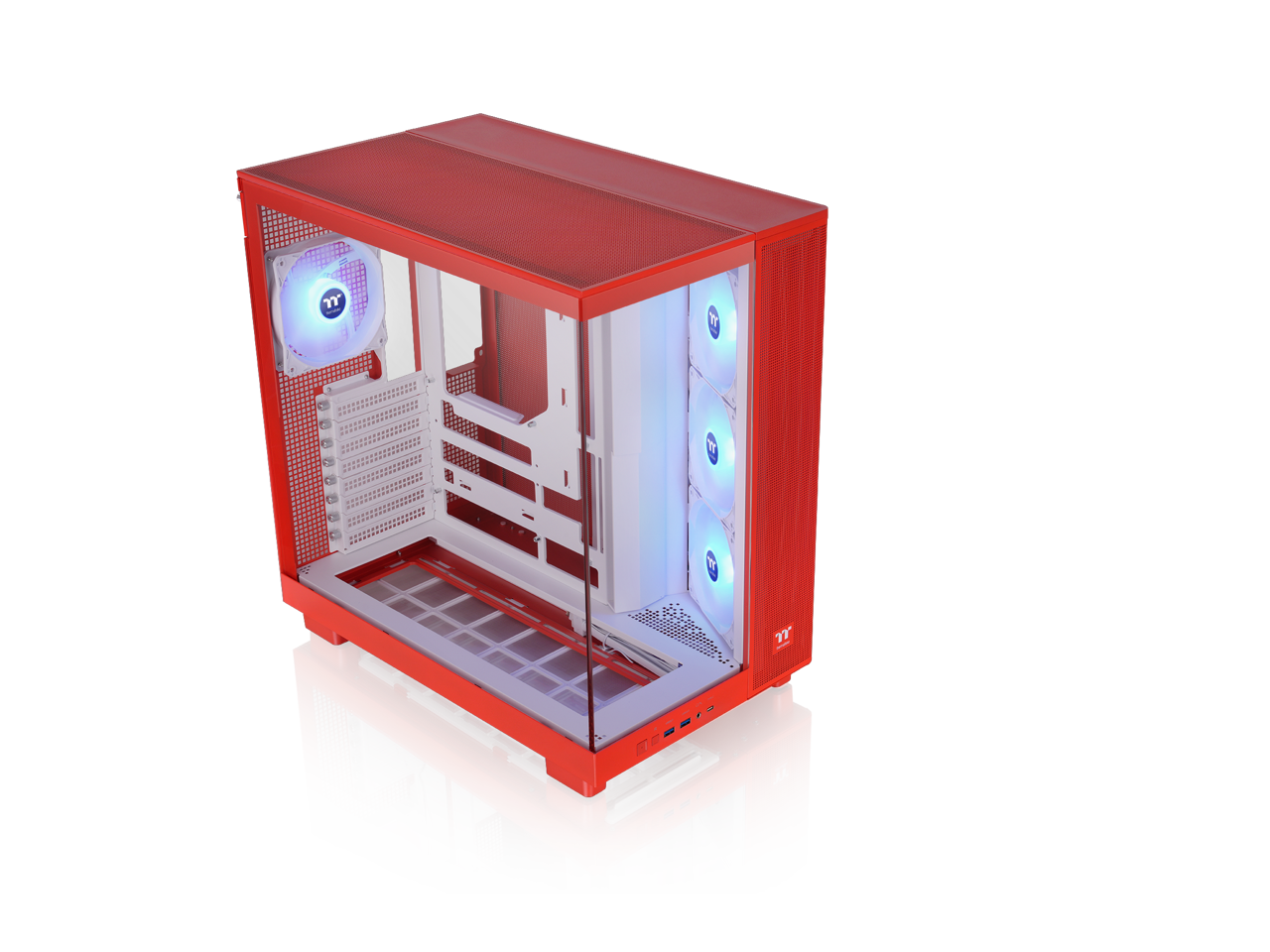 Alt View 7. Thermaltake - Thermaltake View 380 XL TG ARGB Case, 4x120mm Fans, 360mm Rad, 420mm GPU, Dual Chamber, Orange - Flaming Orange.