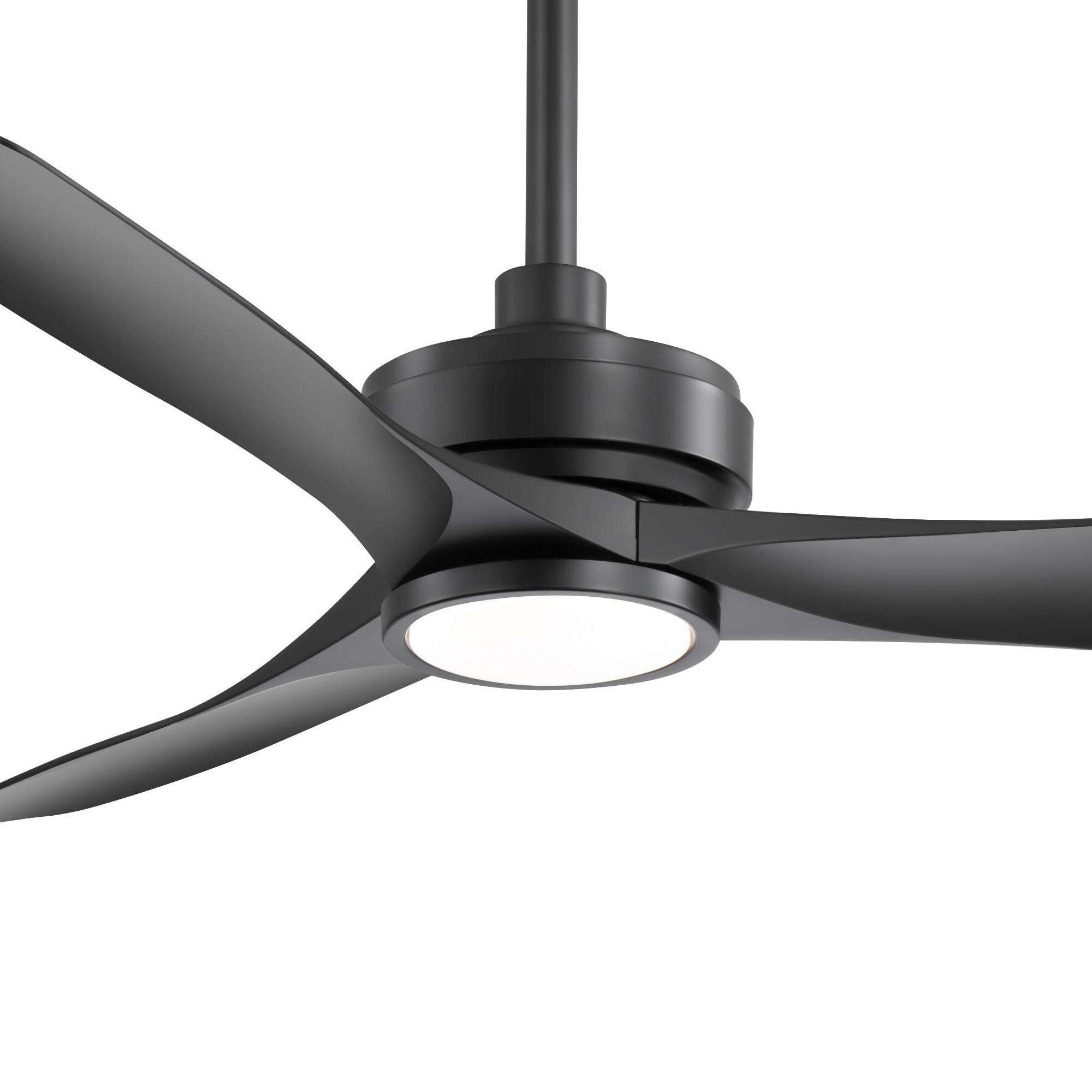 Alt View 8. Breezary - 52-Inch Ceiling Fan with LED Light, 3 ABS Blades, DC Motor 120V 37W, IP34 Waterproof, Includes 5 & 10 Inch Downrods - black.