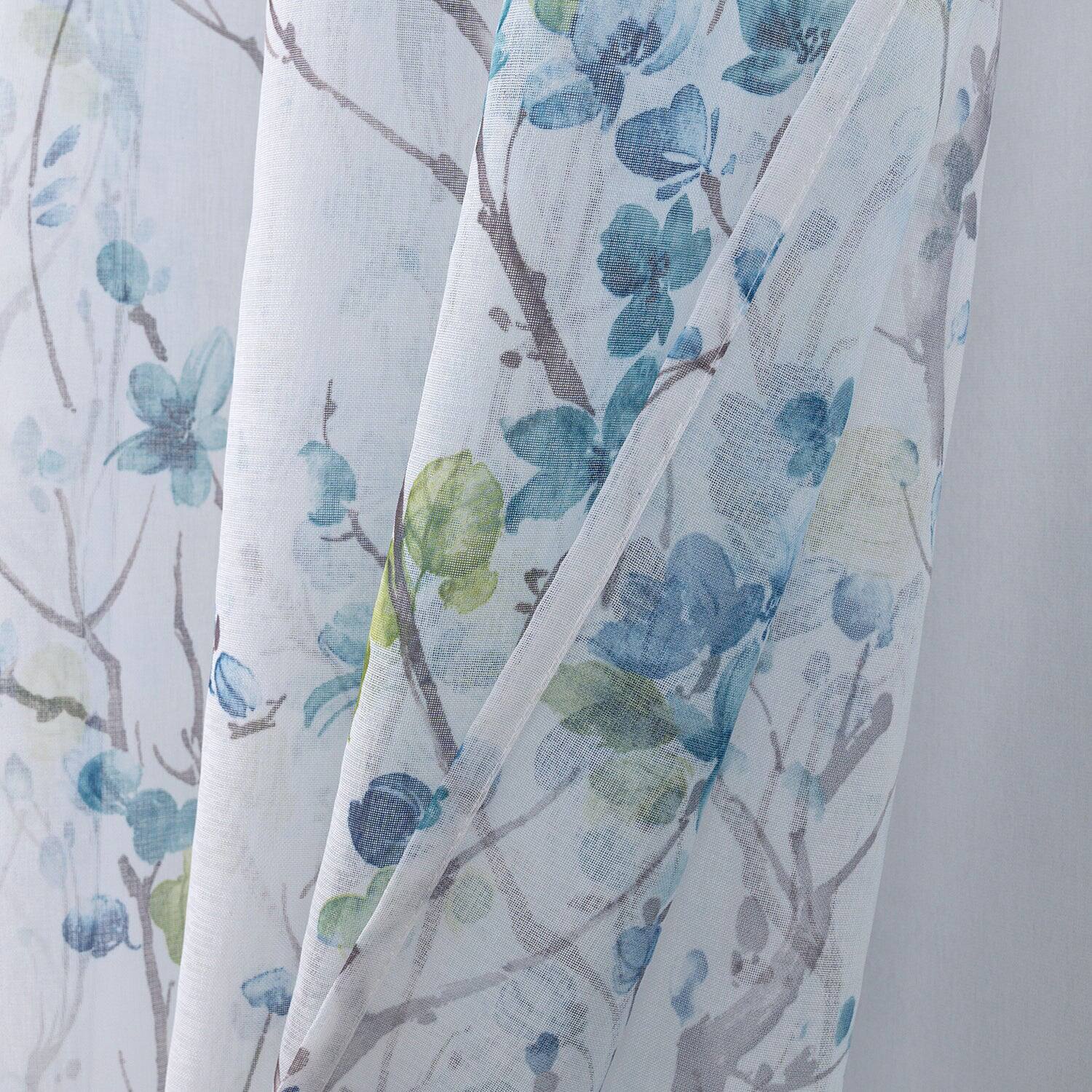 Alt View 1. Olivia Gray - Olivia Gray 100% Polyester 72 GSM Amelia Printed Doily Grommet Curtain Panel 54" x 84" Blue - Blue.