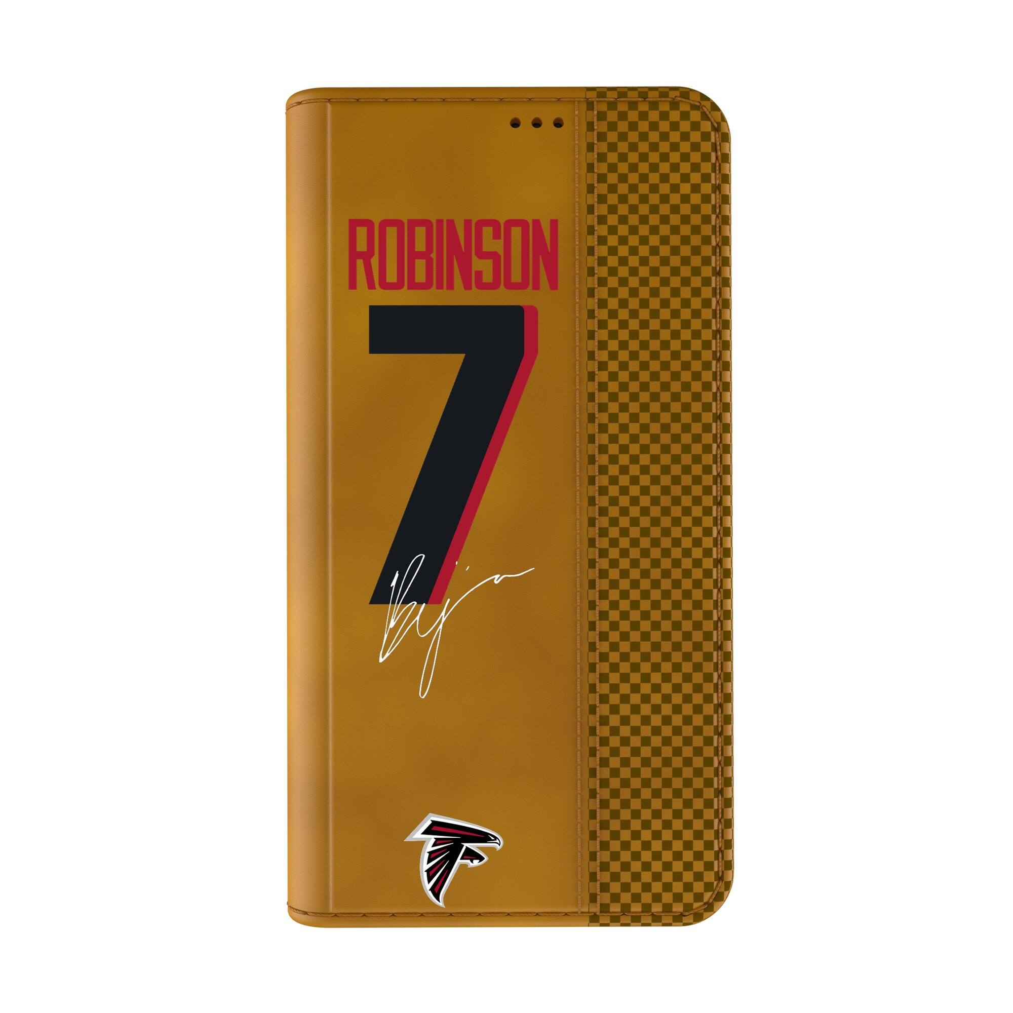 Alt View 1. Keyscaper - Bijan Robinson Brown Atlanta Falcons Folio iPhone Case - 13 Pro - Brown.