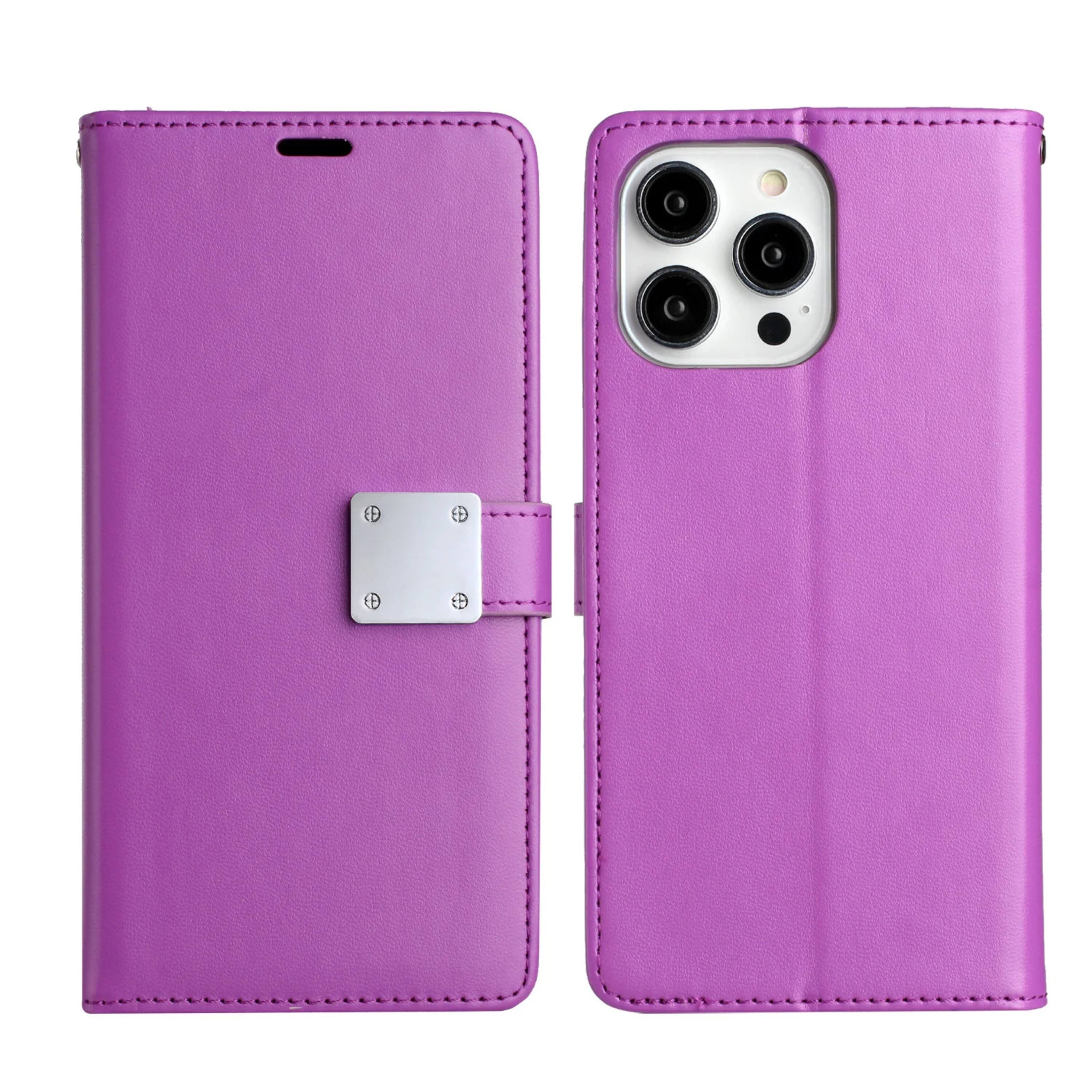 Front. Kitcheniva - Compact Leather Feel Phone Wallet Case With Card Holder Slots For iPhone 11 6.1 Inch Dark Purple - Purple.