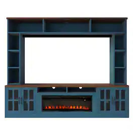 Boyel Living - U-Can 95.5" W Wall Unit Entertainment Center with Bookshelves for TVs up to 80" Modern TV Stand Media Console - Navy Blue